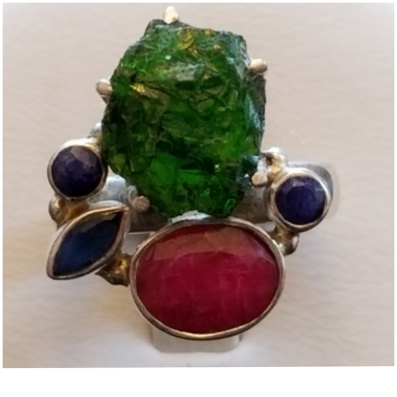 Genuine Multi Semi-Precious Gem Ring Size 7.5